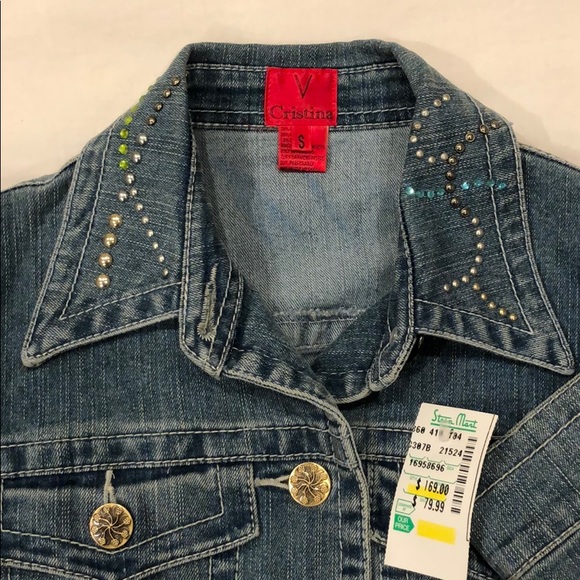 NWT V Cristina Studded Denim Jacket - Picture 6 of 7